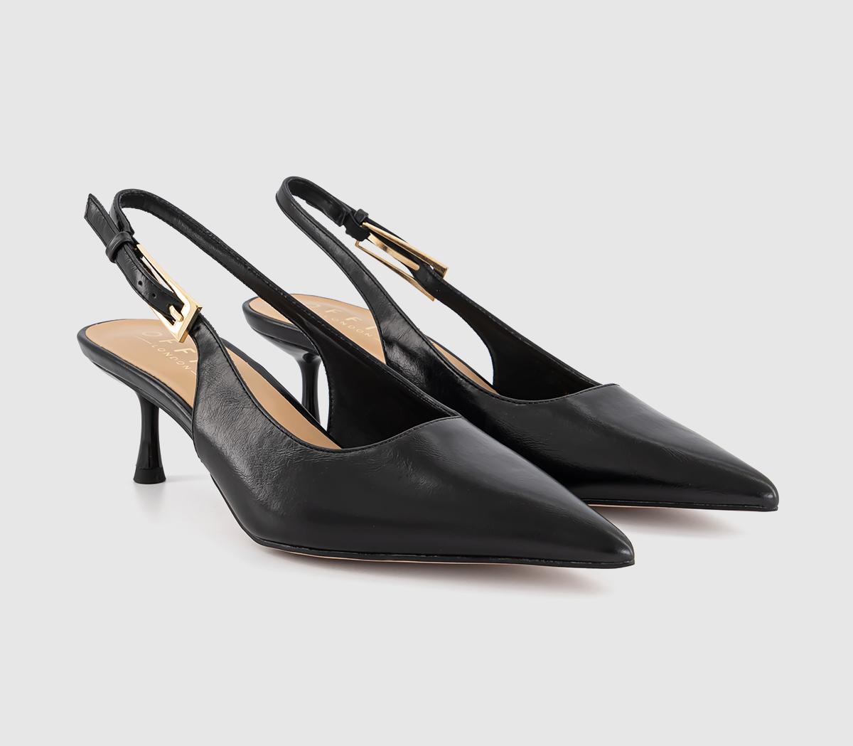 OFFICEMetro Buckle Detail Slingback Kitten HeelBlack