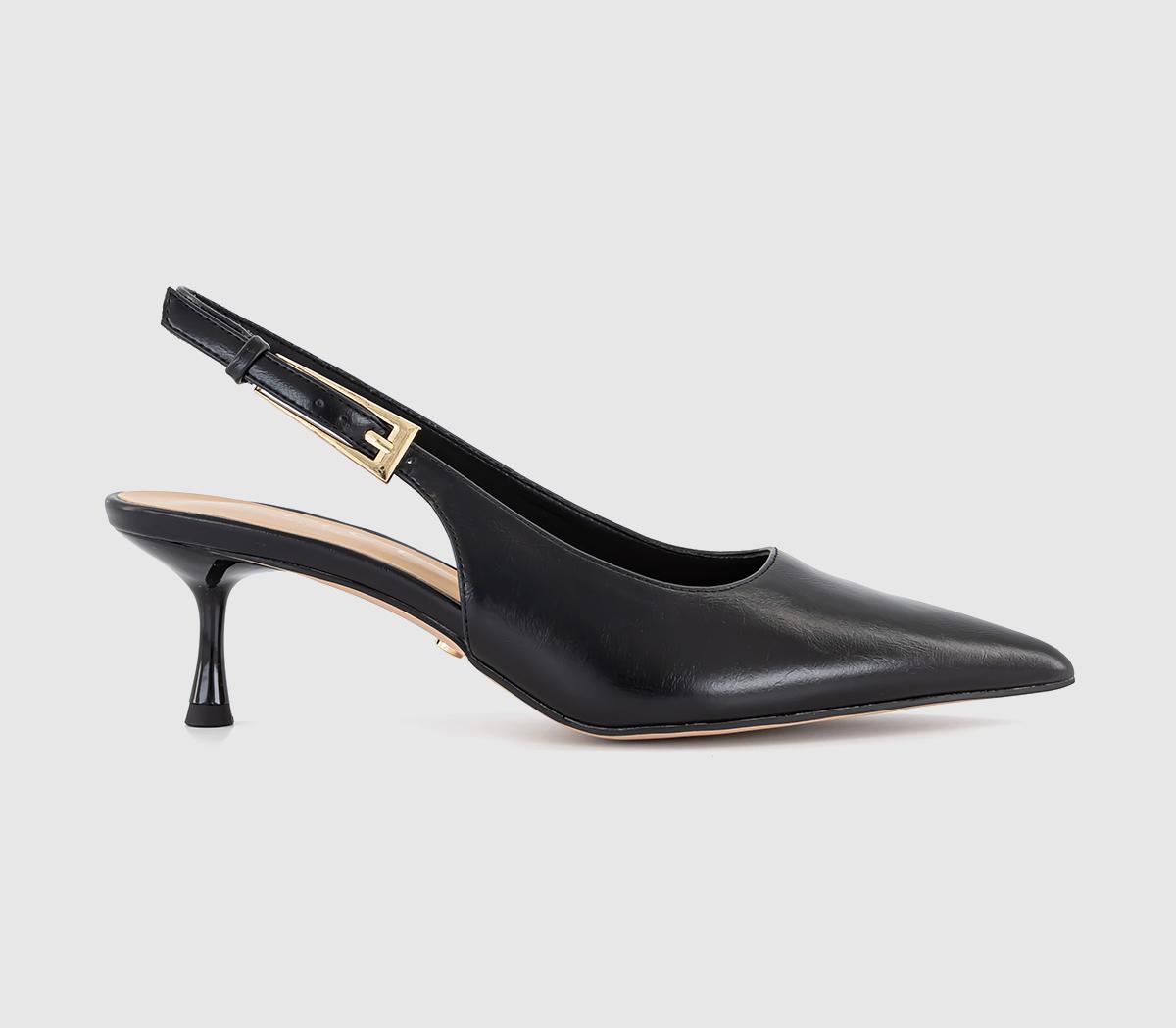 OFFICEMetro Buckle Detail Slingback Kitten HeelBlack