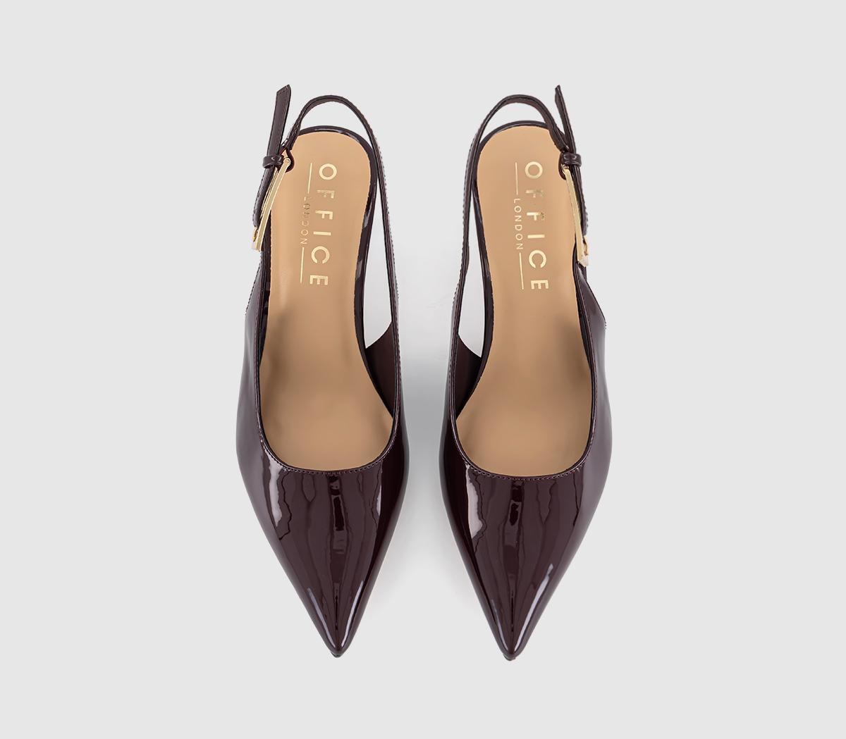 OFFICEMetro Buckle Detail Slingback Kitten HeelsBerry Patent