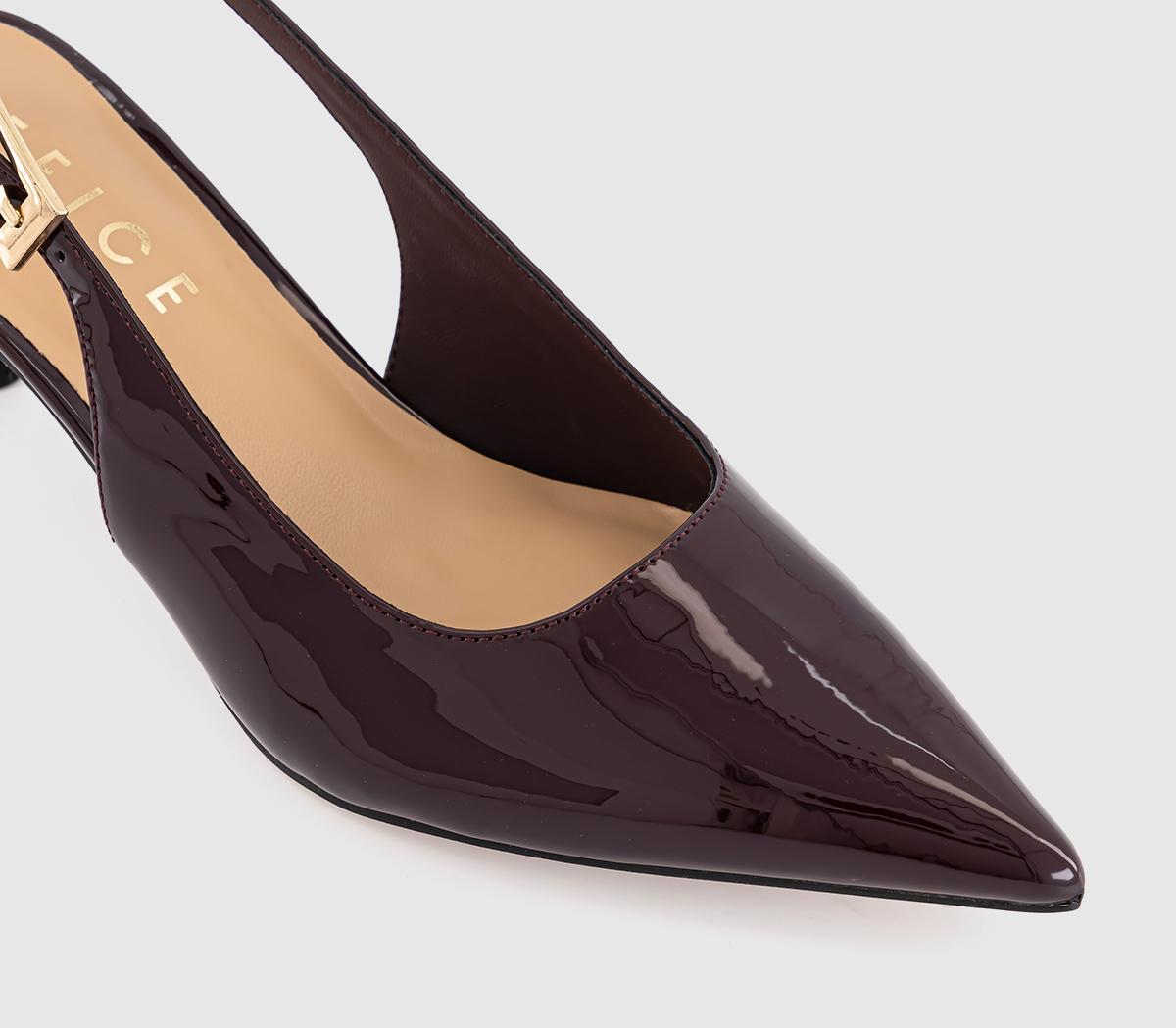 OFFICEMetro Buckle Detail Slingback Kitten HeelsBerry Patent