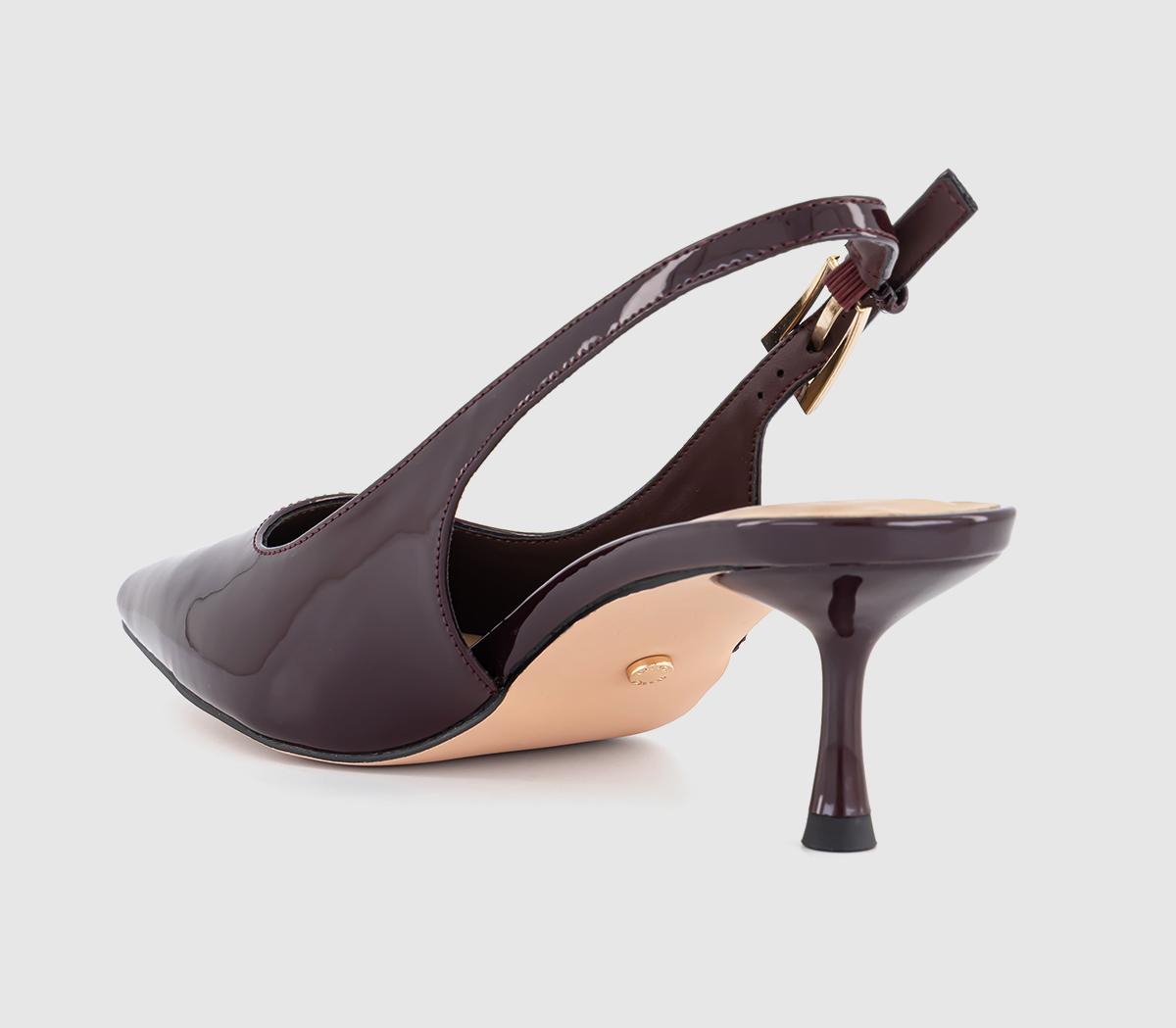 OFFICEMetro Buckle Detail Slingback Kitten HeelsBerry Patent