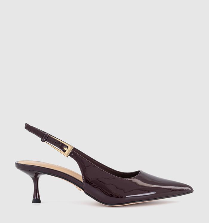 OFFICE Metro Buckle Detail Slingback Kitten Heels Berry Patent