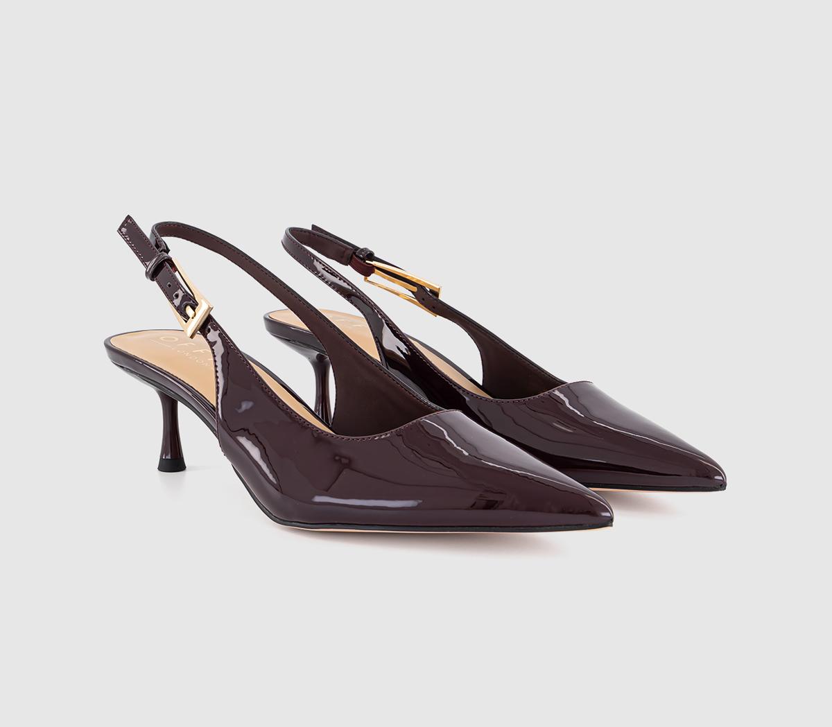OFFICEMetro Buckle Detail Slingback Kitten HeelsBerry Patent