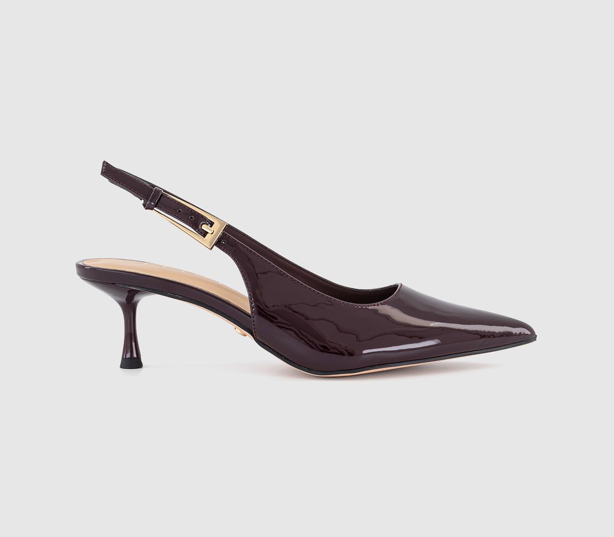 Office Metro Buckle Detail Slingback Kitten Heels Berry Patent  Red in Women's Size 8, Office Shoes