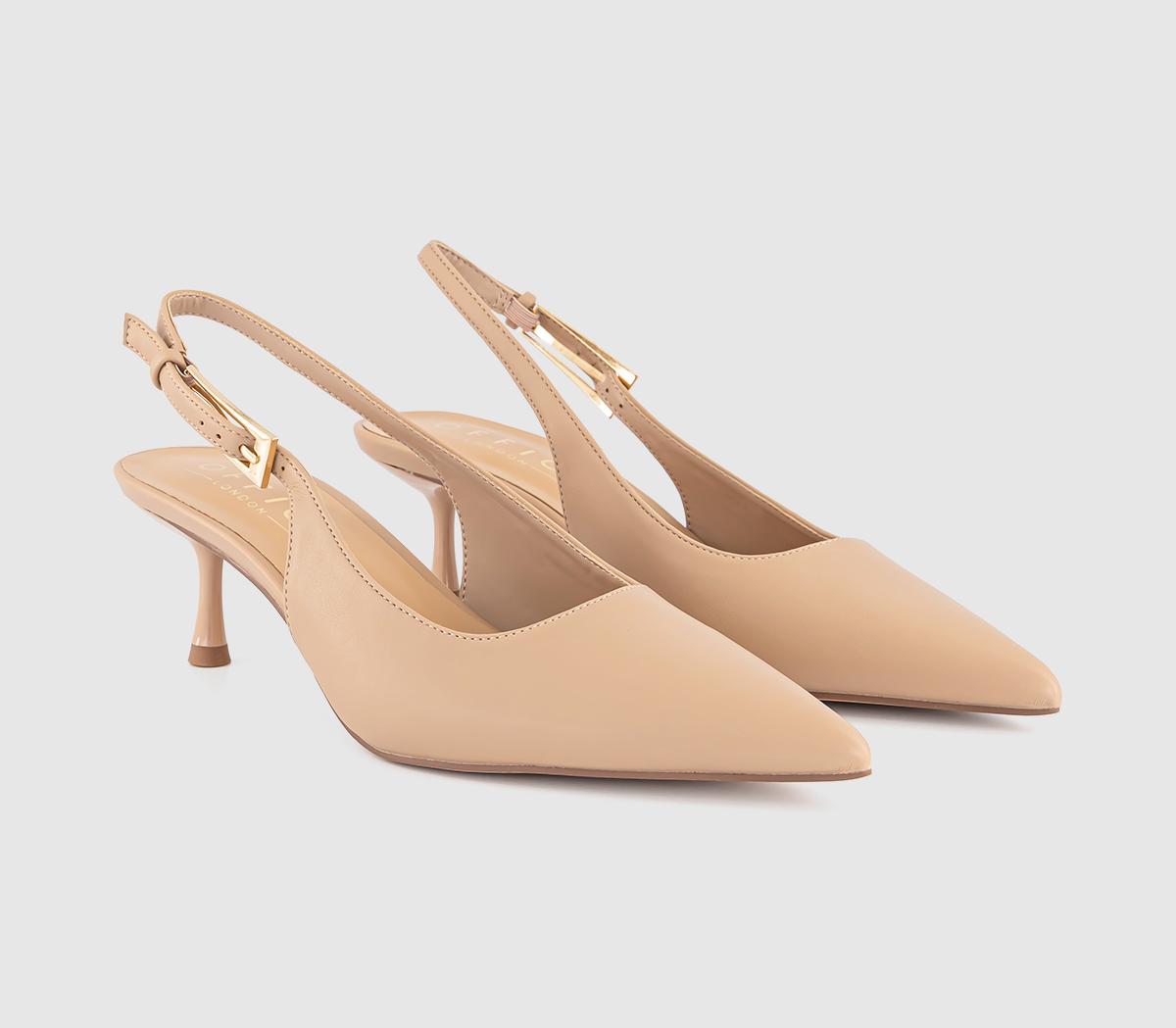OFFICEMetro Buckle Detail Slingback Kitten HeelNeutral