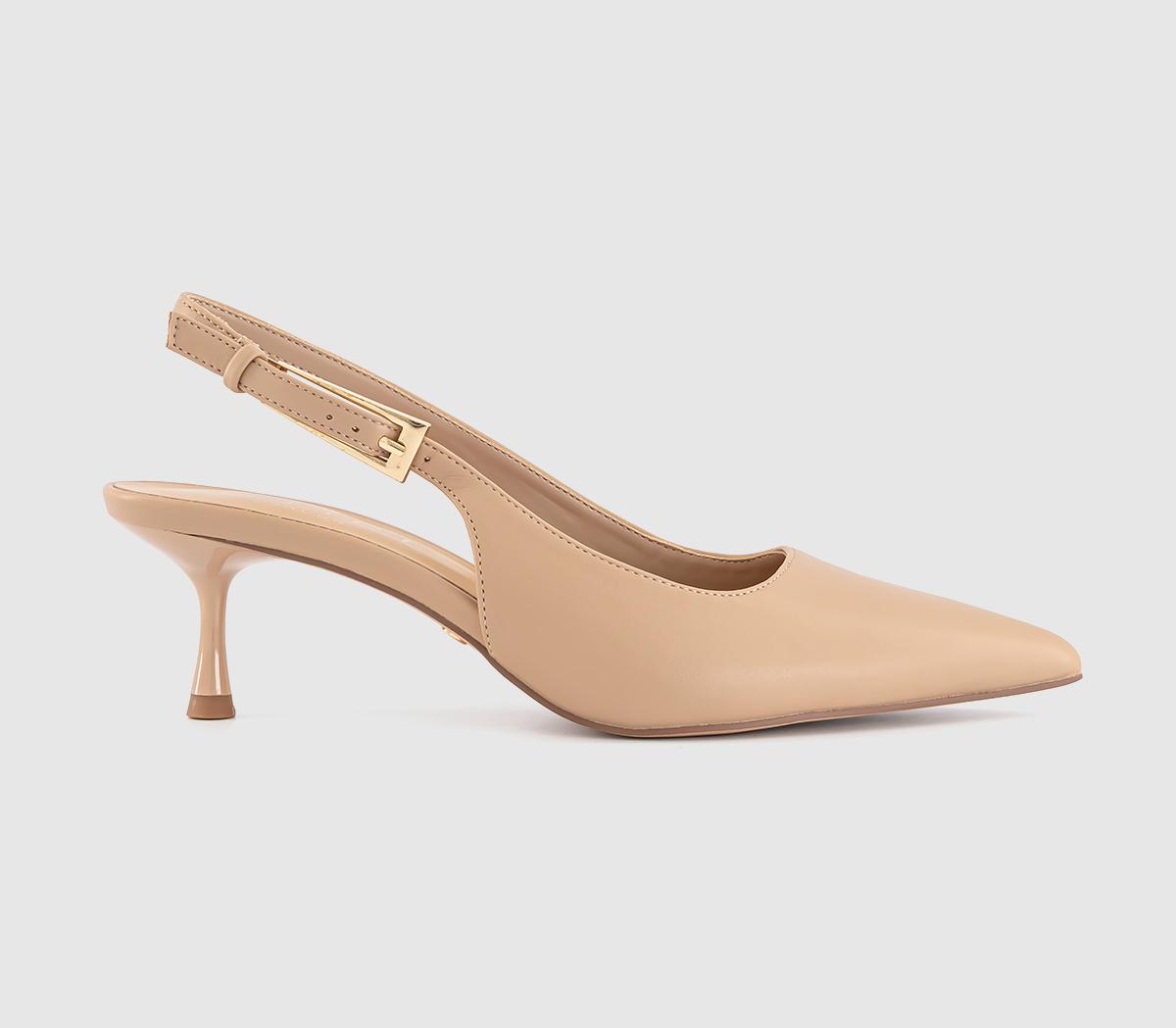 OFFICEMetro Buckle Detail Slingback Kitten HeelNeutral