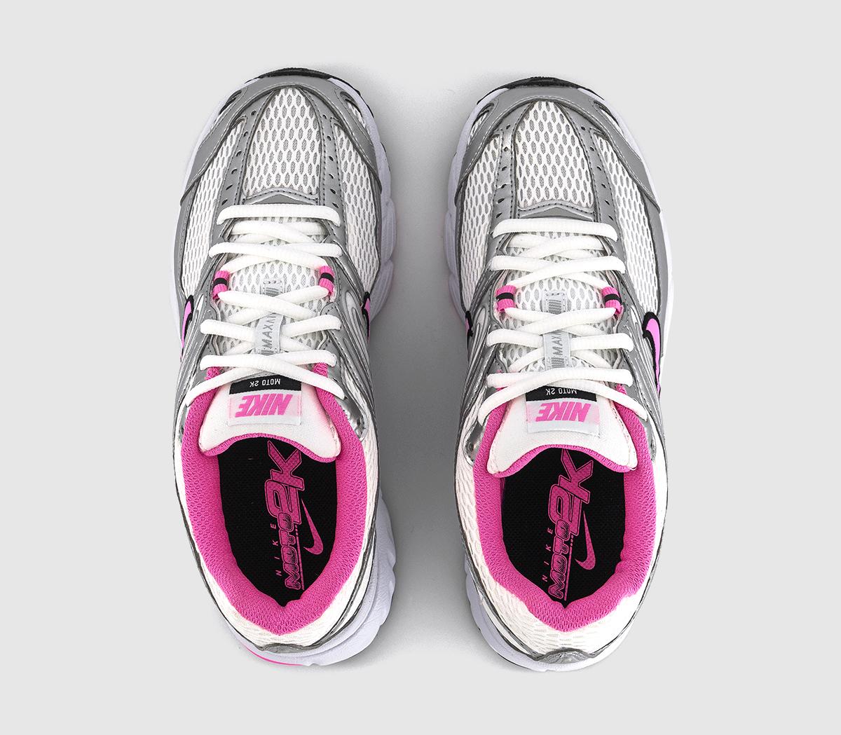 NikeNike Air Max Moto 2K Trainers NikeNike Air Max Moto 2K TrainersMetallic Silver Pink Spell Pure Platinum