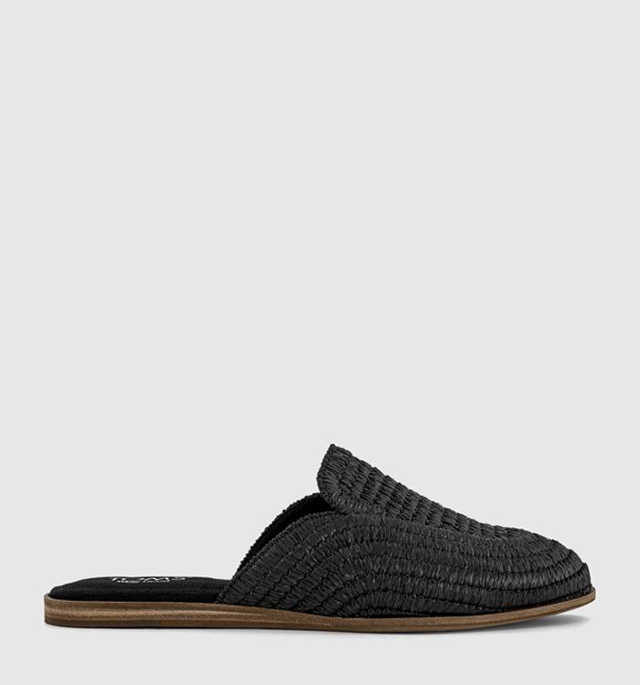 TOMS Jade Mules Black Raffia