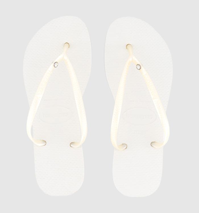 Havaianas Slim Crystal Flip Flops White
