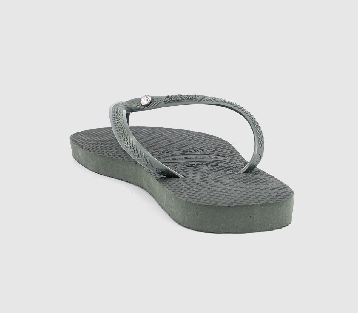Havaianas Slim Crystal Flip Flops Havaianas Slim Crystal Flip Flops Olive Green