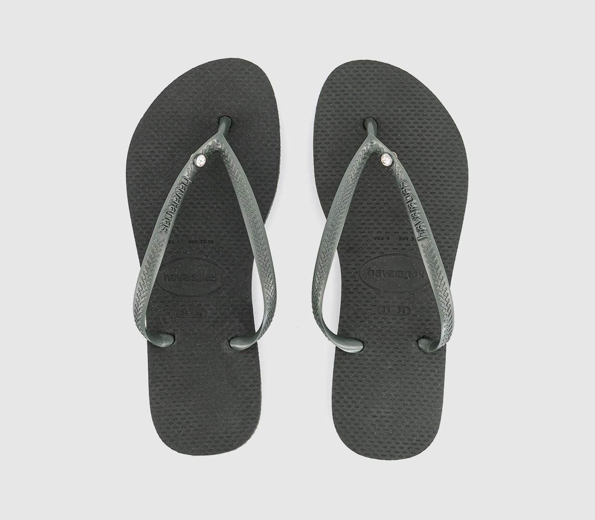 Havaianas Slim Crystal Flip Flops Havaianas Slim Crystal Flip Flops Olive Green