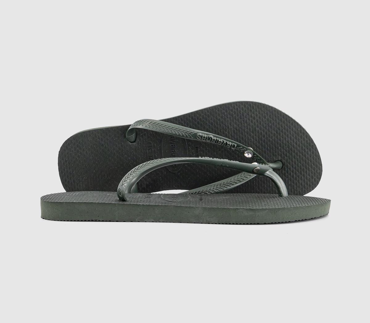HavaianasSlim Crystal Flip Flops HavaianasSlim Crystal Flip FlopsOlive Green