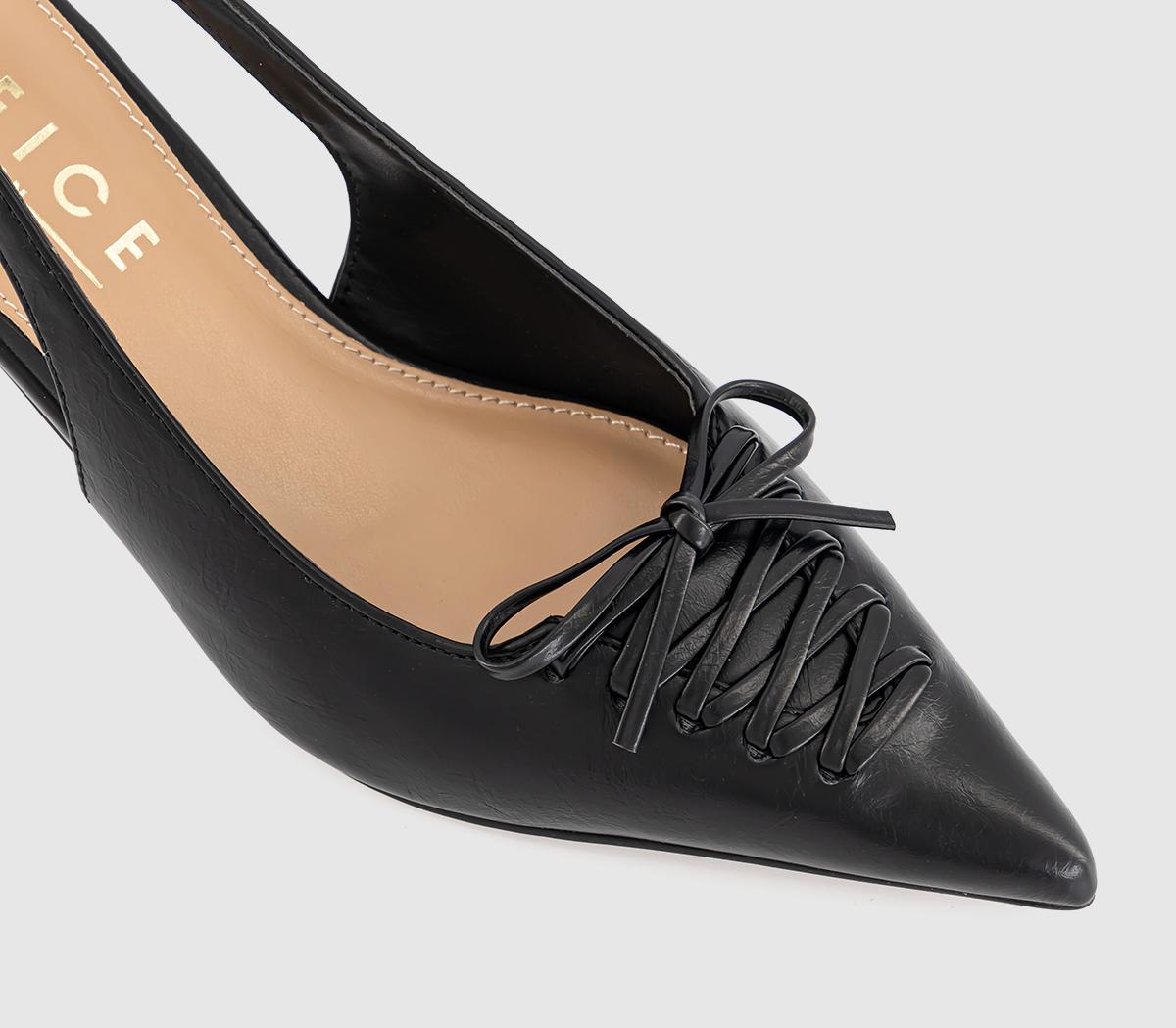 OFFICEMissy Lace Up Detail Slingback Kitten HeelsBlack