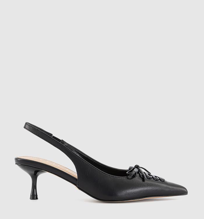 OFFICE Missy Lace Up Detail Slingback Kitten Heels Black
