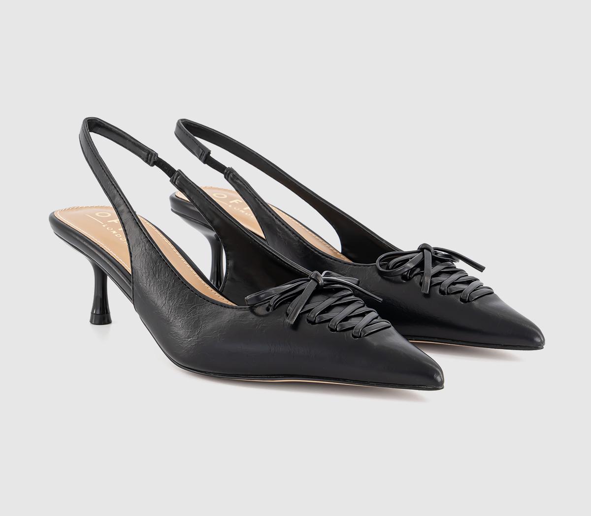 OFFICEMissy Lace Up Detail Slingback Kitten HeelsBlack