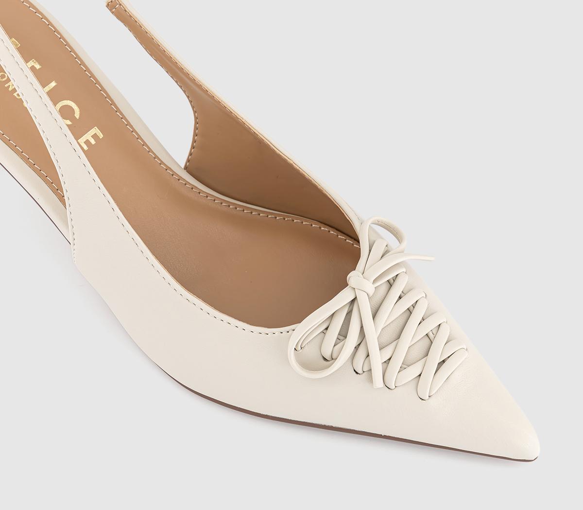 OFFICEMissy Lace Up Detail Slingback Kitten HeelsWhite