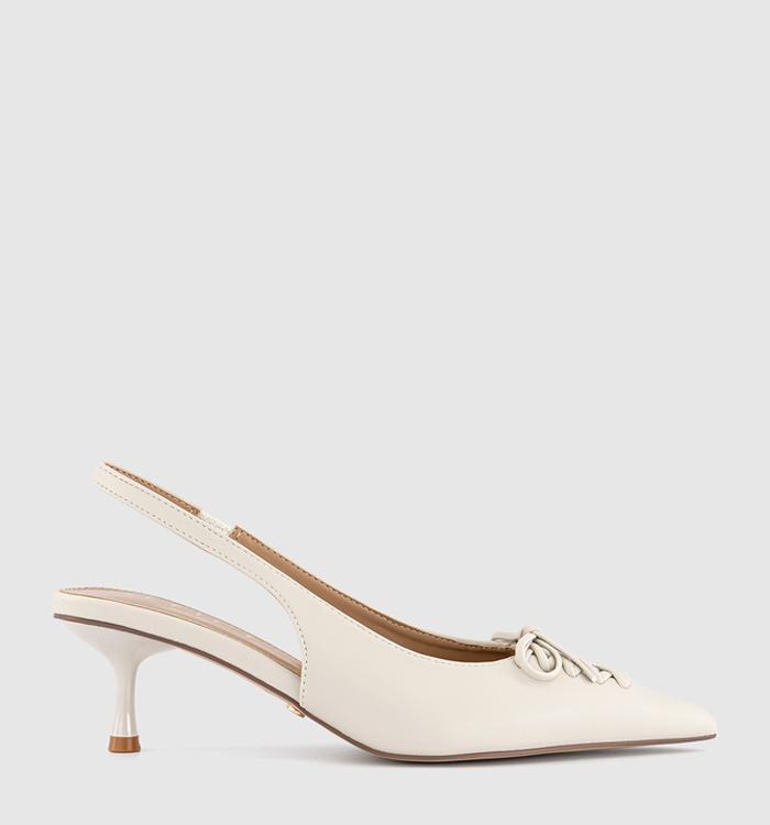 OFFICE Missy Lace Up Detail Slingback Kitten Heels White