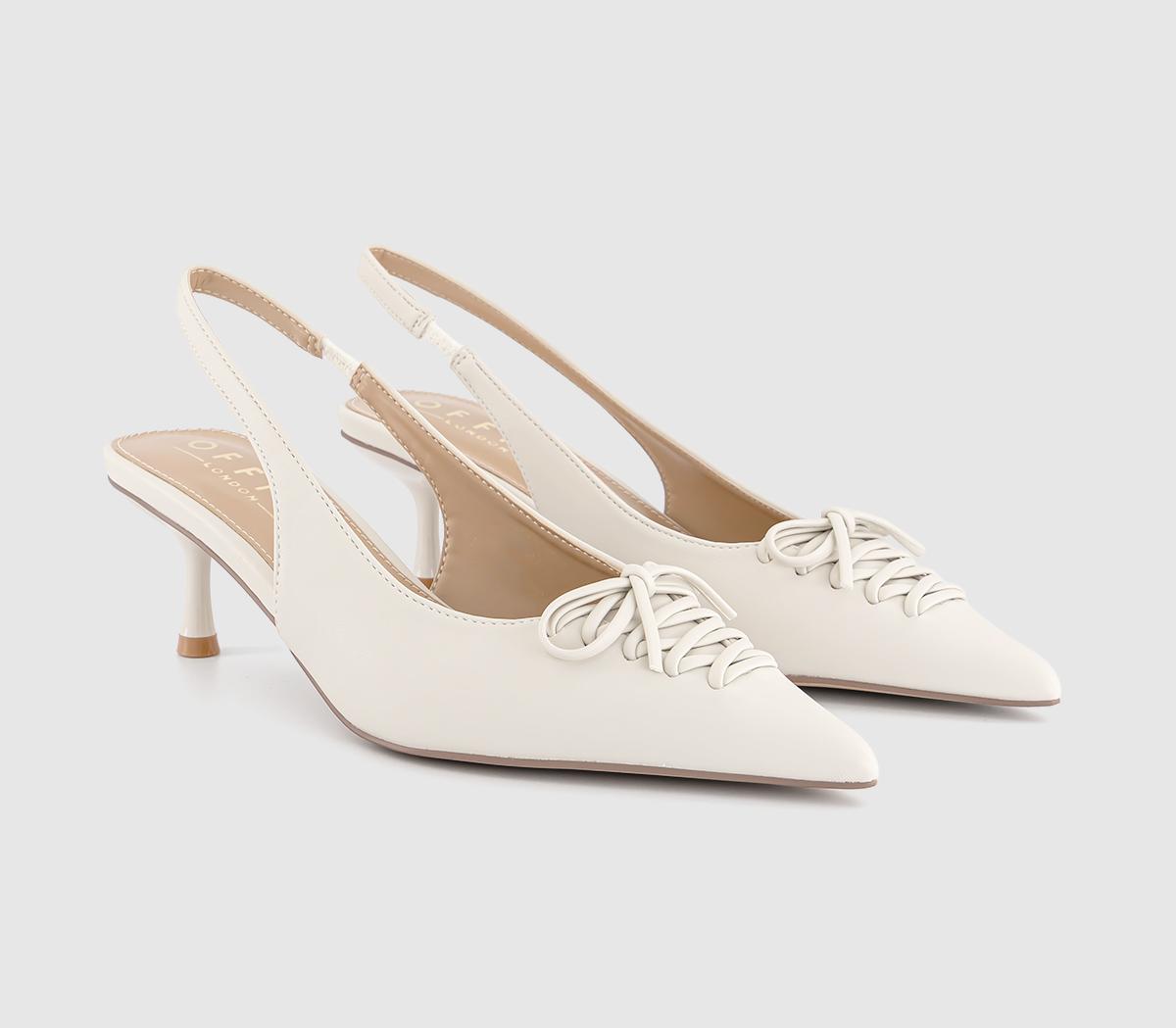 OFFICEMissy Lace Up Detail Slingback Kitten HeelsWhite