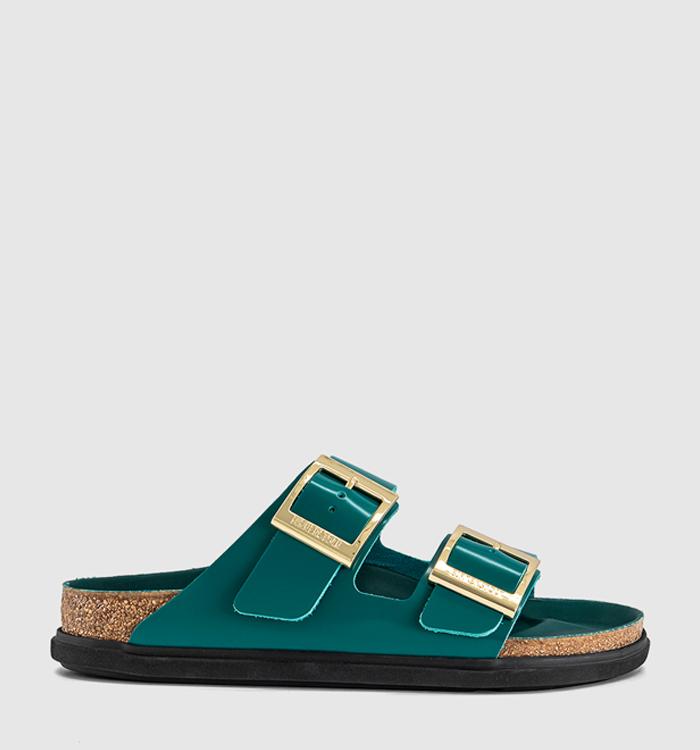 BIRKENSTOCK Arizona Droplet Sandals Dark Teal High Shine