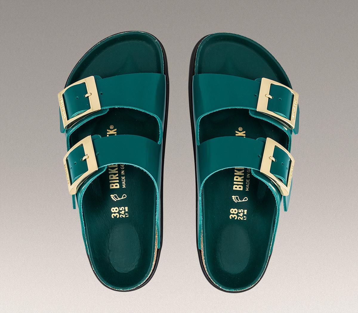 BIRKENSTOCKArizona Droplet SandalsDark Teal High Shine