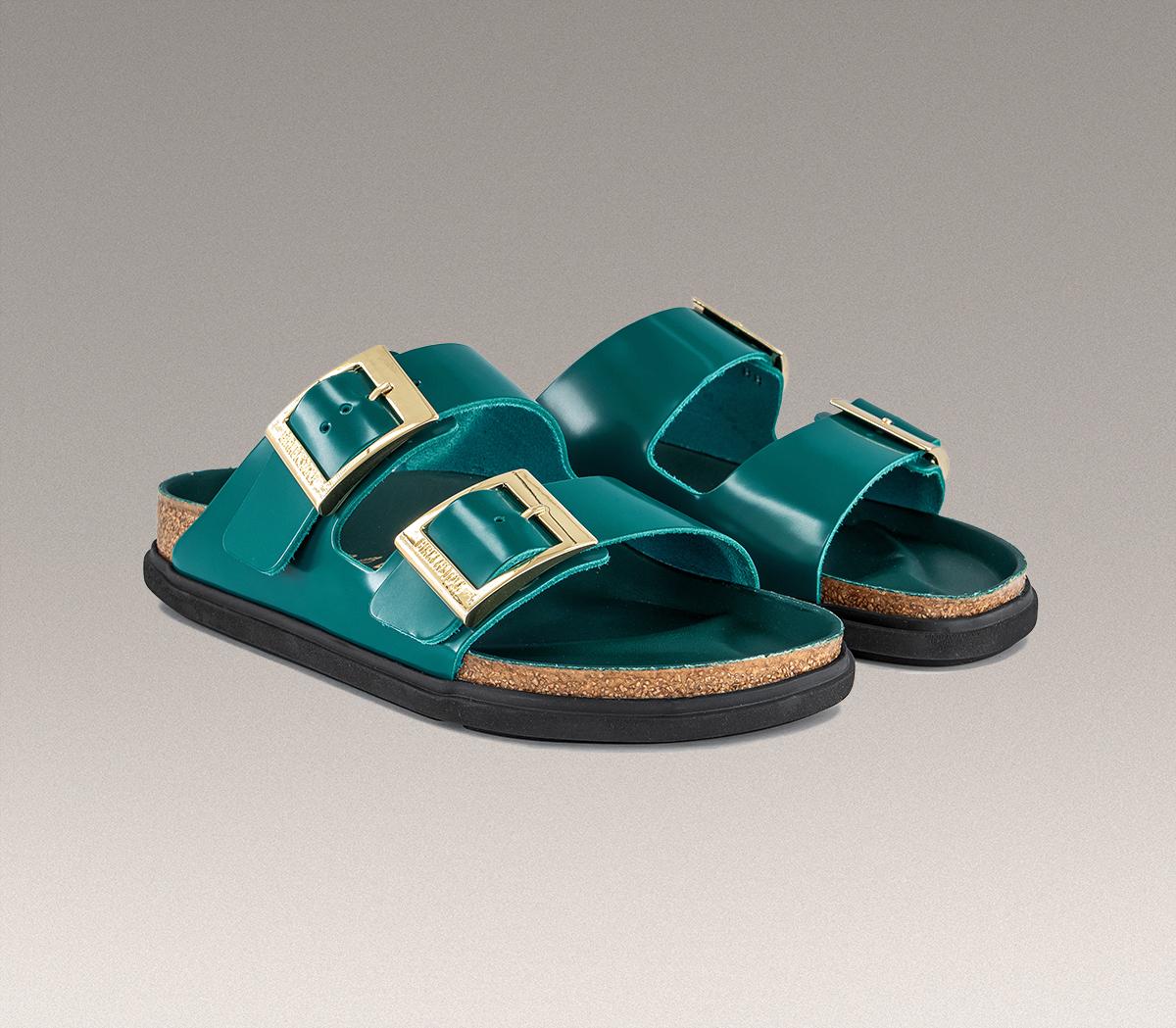 BIRKENSTOCKArizona Droplet SandalsDark Teal High Shine