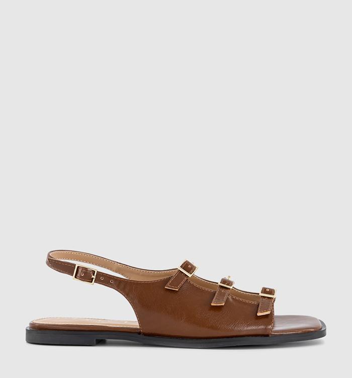 OFFICE Saint Multi Strap Slingback Sandals Brown