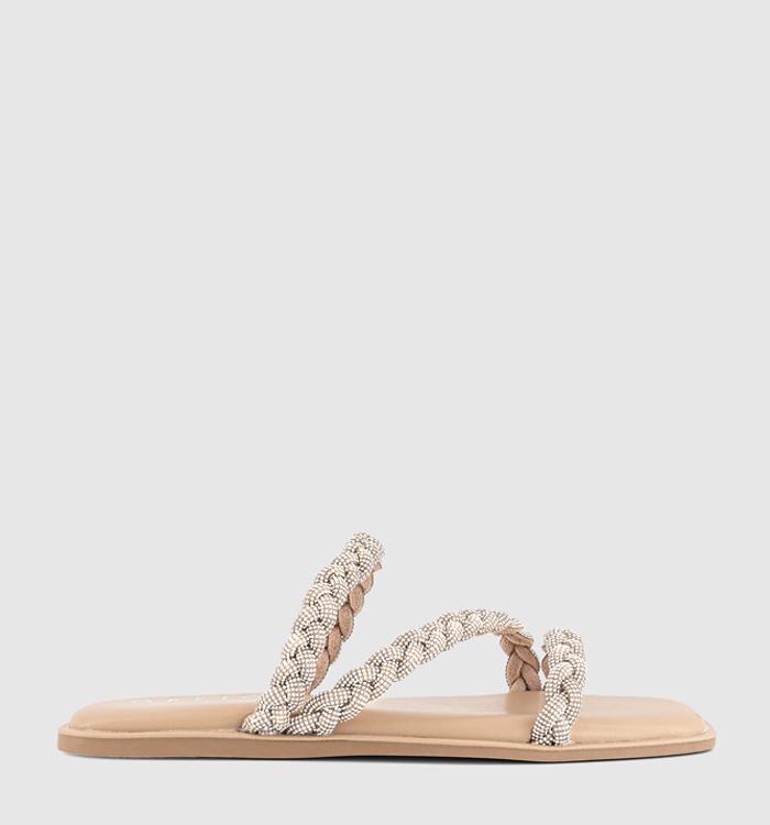 OFFICE Sapphire Asymmetric Embellished Slide Silver Embellished