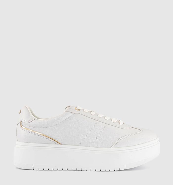 OFFICE Tasha Platform Lace Up Trainers White