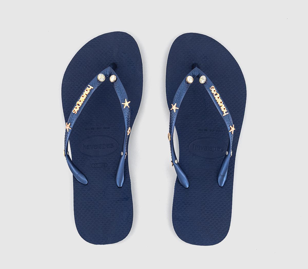 HavaianasSlim Luxury Aqua Flip Flops HavaianasSlim Luxury Aqua Flip FlopsNavy