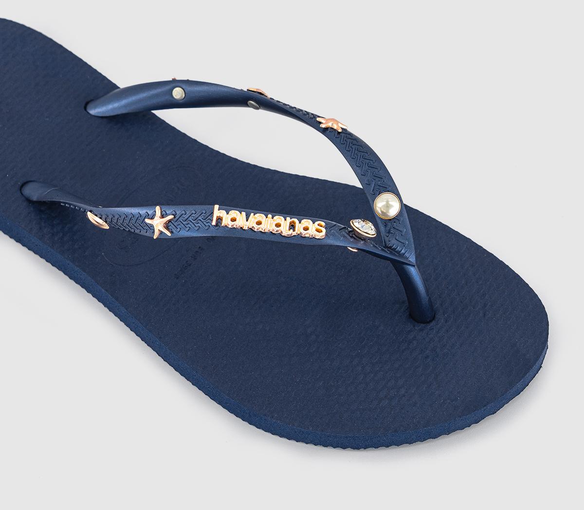 HavaianasSlim Luxury Aqua Flip Flops HavaianasSlim Luxury Aqua Flip FlopsNavy