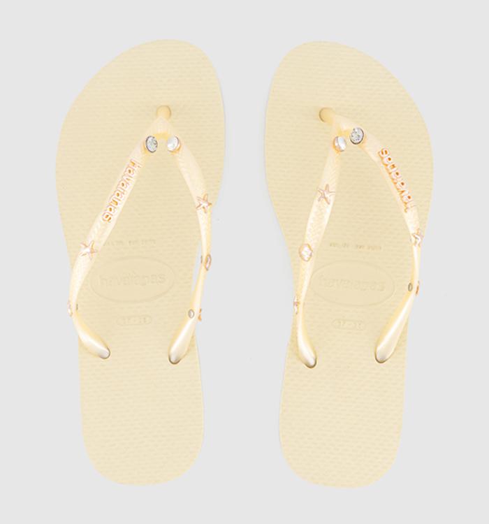 Havaianas Slim Luxury Aqua Flip Flops Buttercream