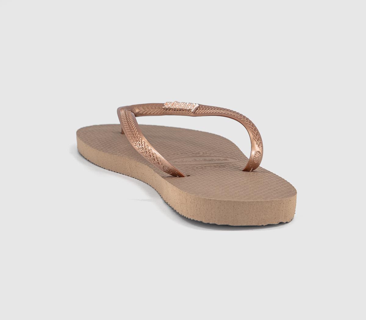 HavaianasSlim Logo Metallic Flip FlopsRose Gold