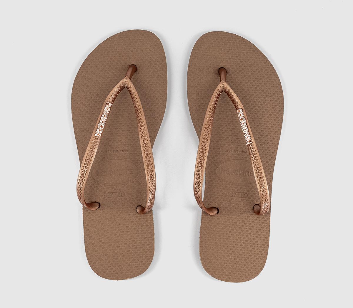 HavaianasSlim Logo Metallic Flip FlopsRose Gold