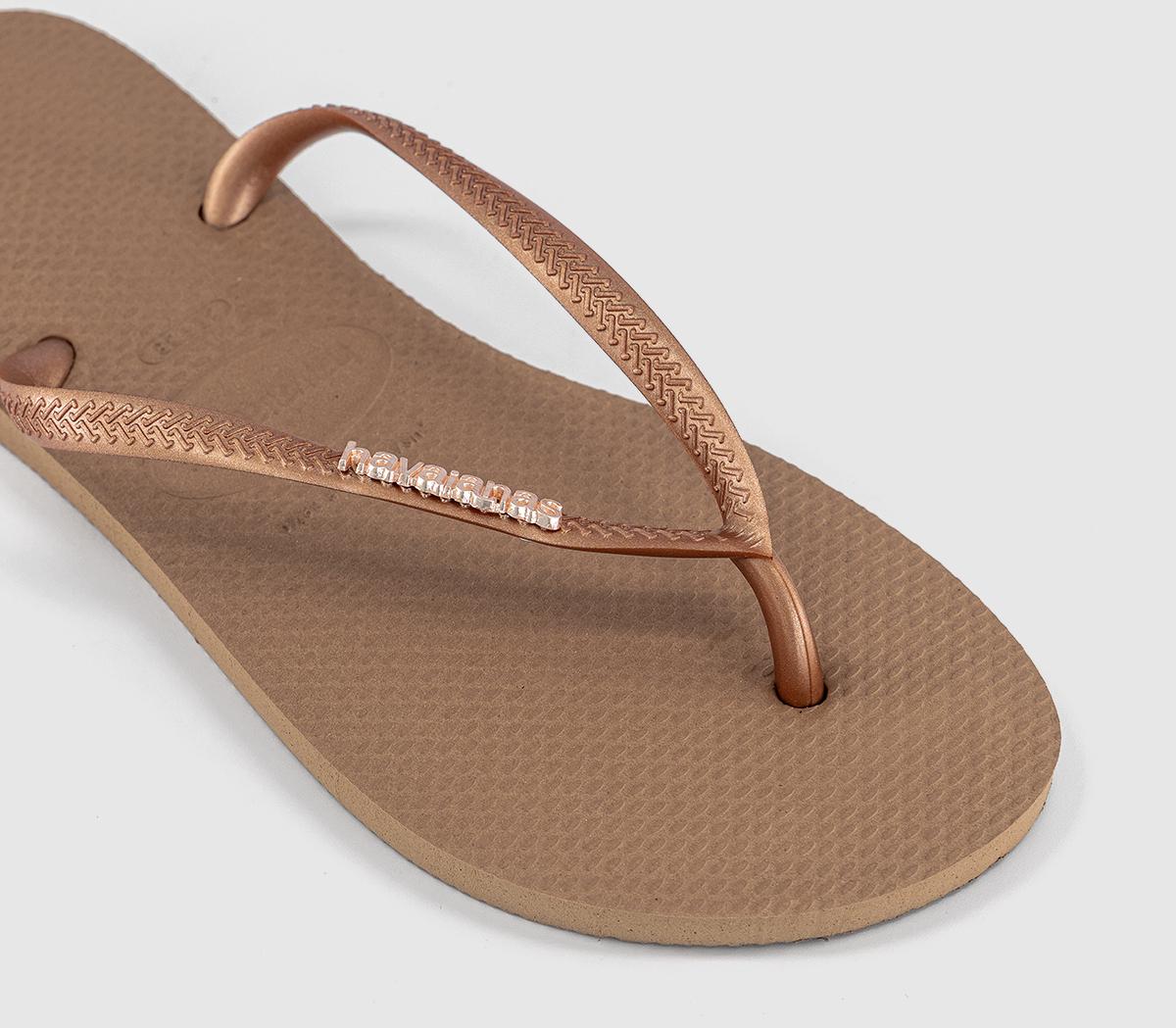 HavaianasSlim Logo Metallic Flip FlopsRose Gold