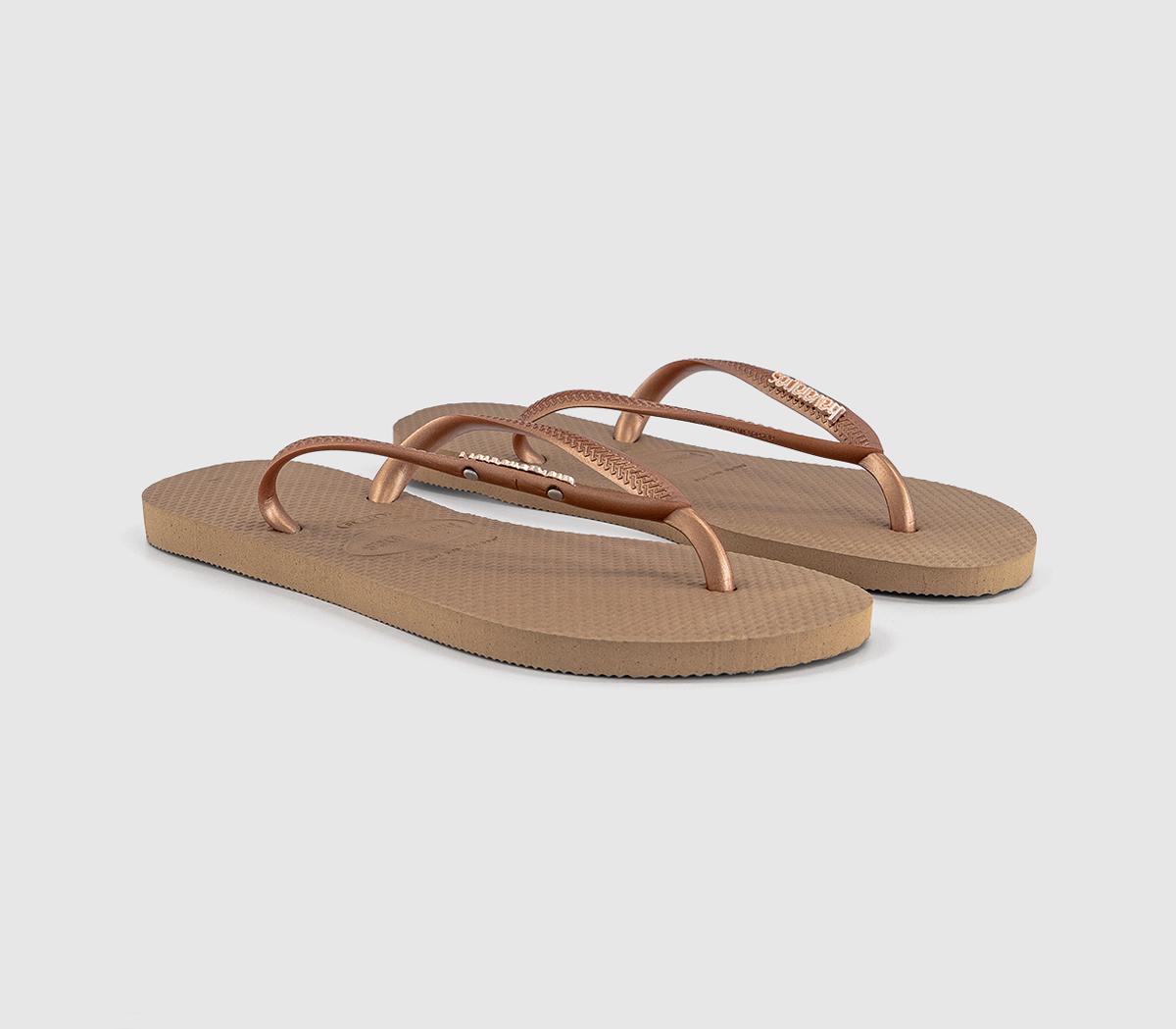 HavaianasSlim Logo Metallic Flip FlopsRose Gold