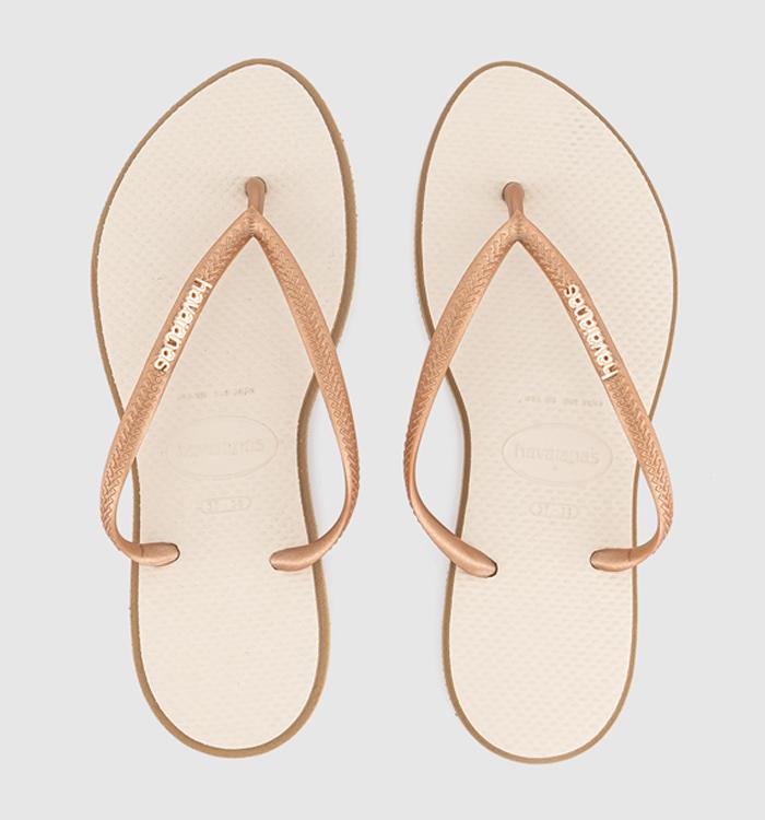 Havaianas Slim Point Flip Flops Rose Gold Beige