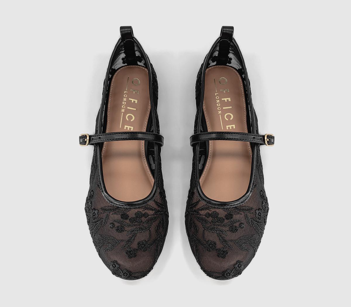 OFFICEForest Embroidered Mary Janes Ballet PumpsBlack