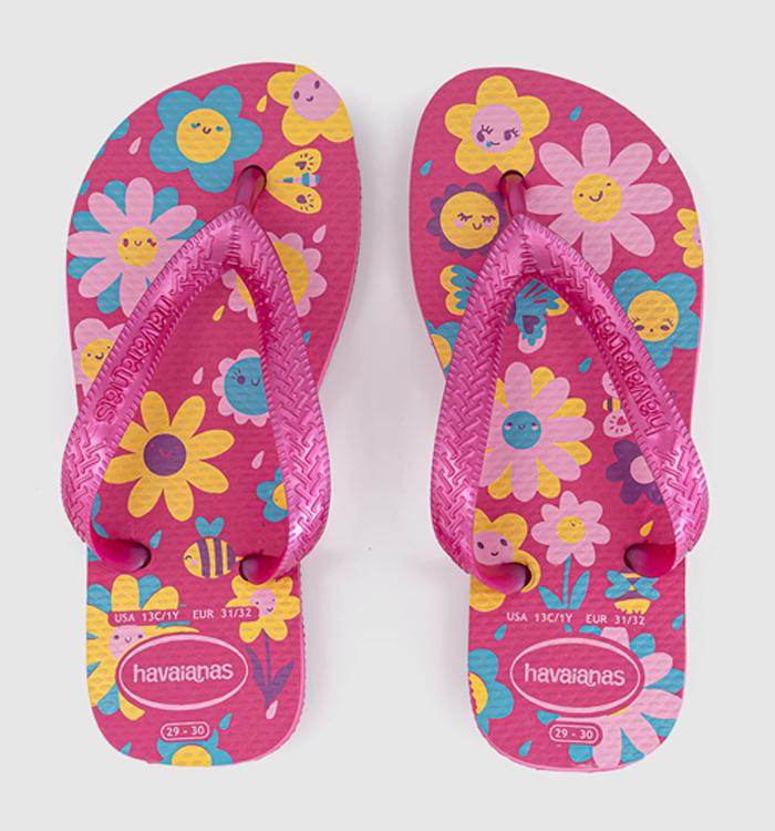 Havaianas Kids Flores Flip Flops Pink Floral Pink Gum