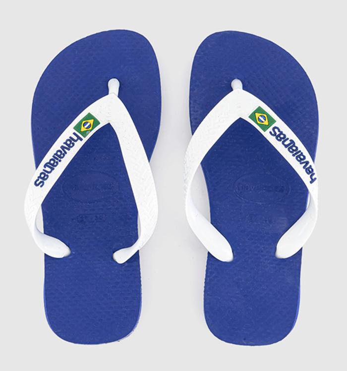 Havaianas Brasil Logo Kids Flip Flops Marine Blue