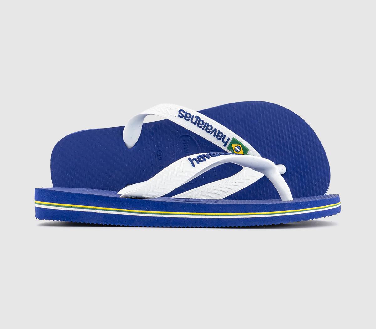 Havaianas Brasil Logo Kids Flip Flops Marine Blue, 13 Youth