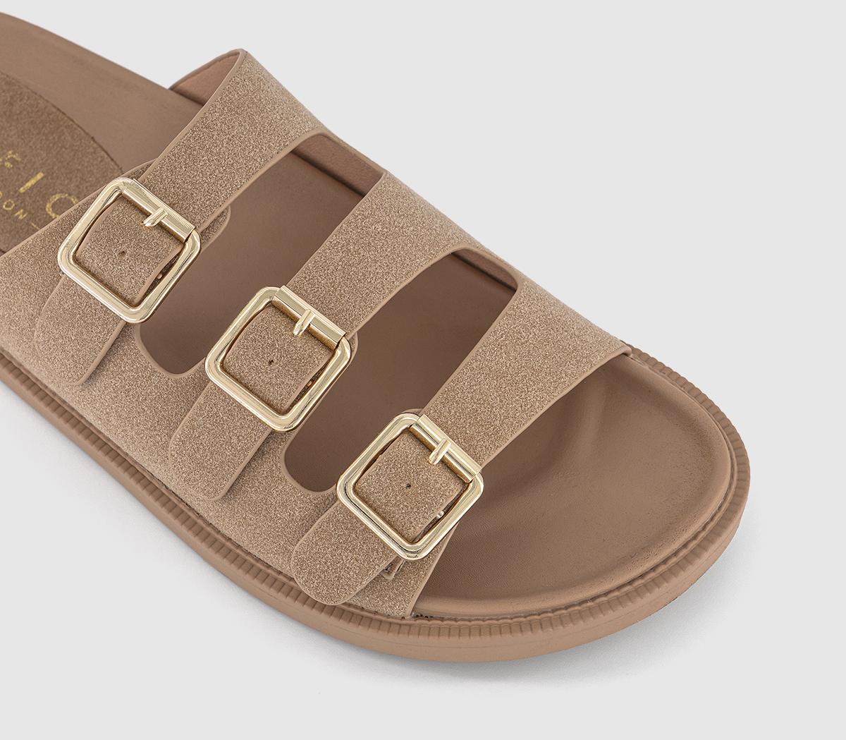 OFFICESaturn 3 Strap Footbed Sliders OFFICESaturn 3 Strap Footbed SlidersBeige