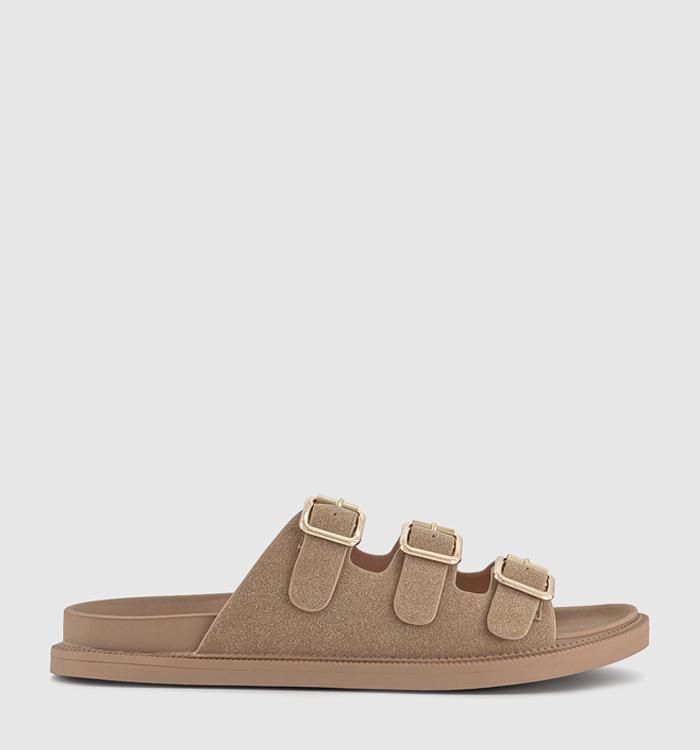 OFFICE Saturn 3 Strap Footbed Sliders Beige