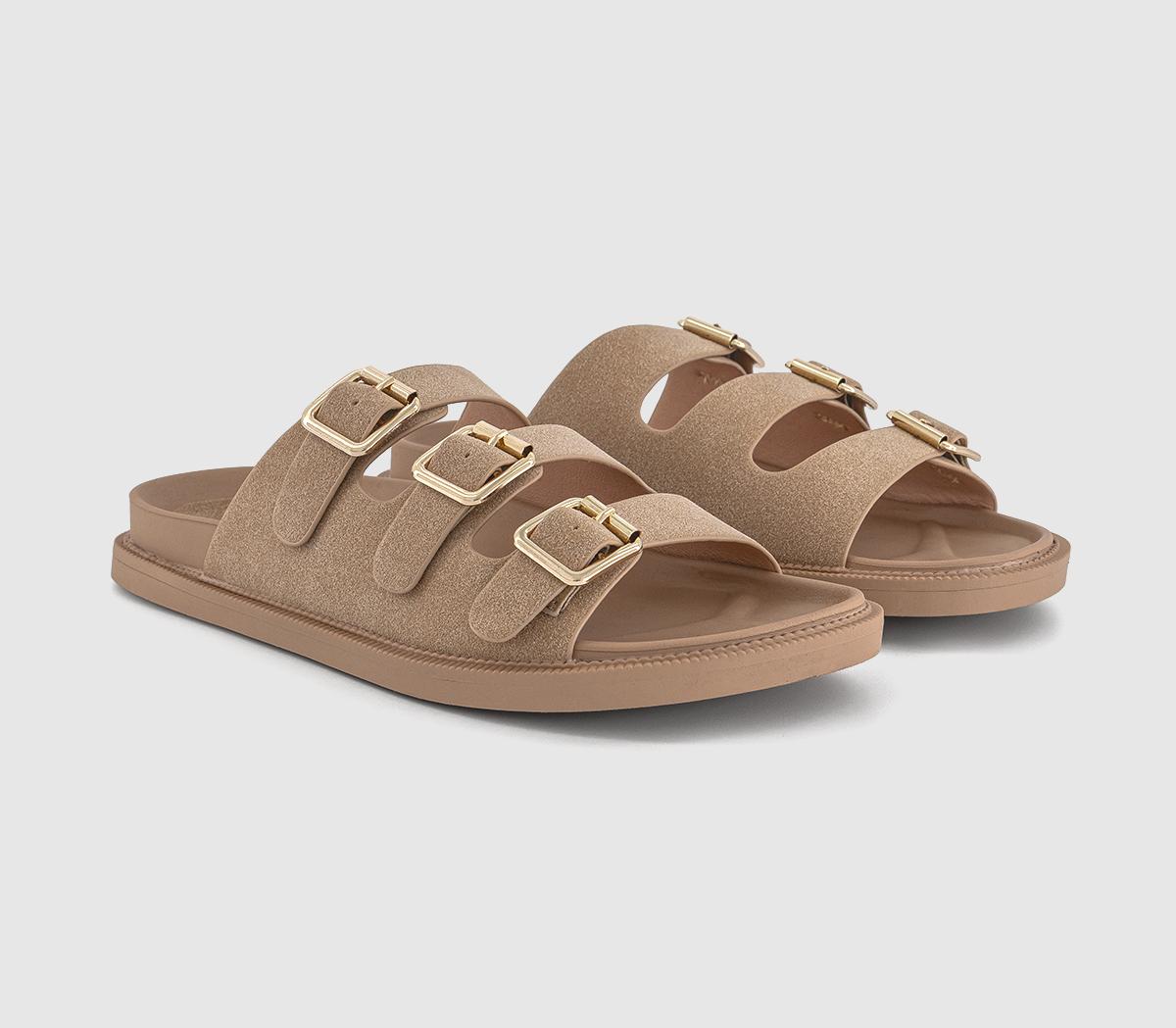 OFFICESaturn 3 Strap Footbed Sliders OFFICESaturn 3 Strap Footbed SlidersBeige