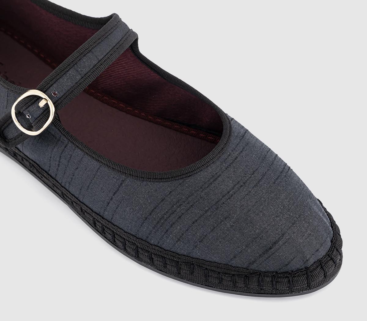 FlabelusMary Jane Silk Shoes FlabelusMary Jane Silk ShoesBlack Silk