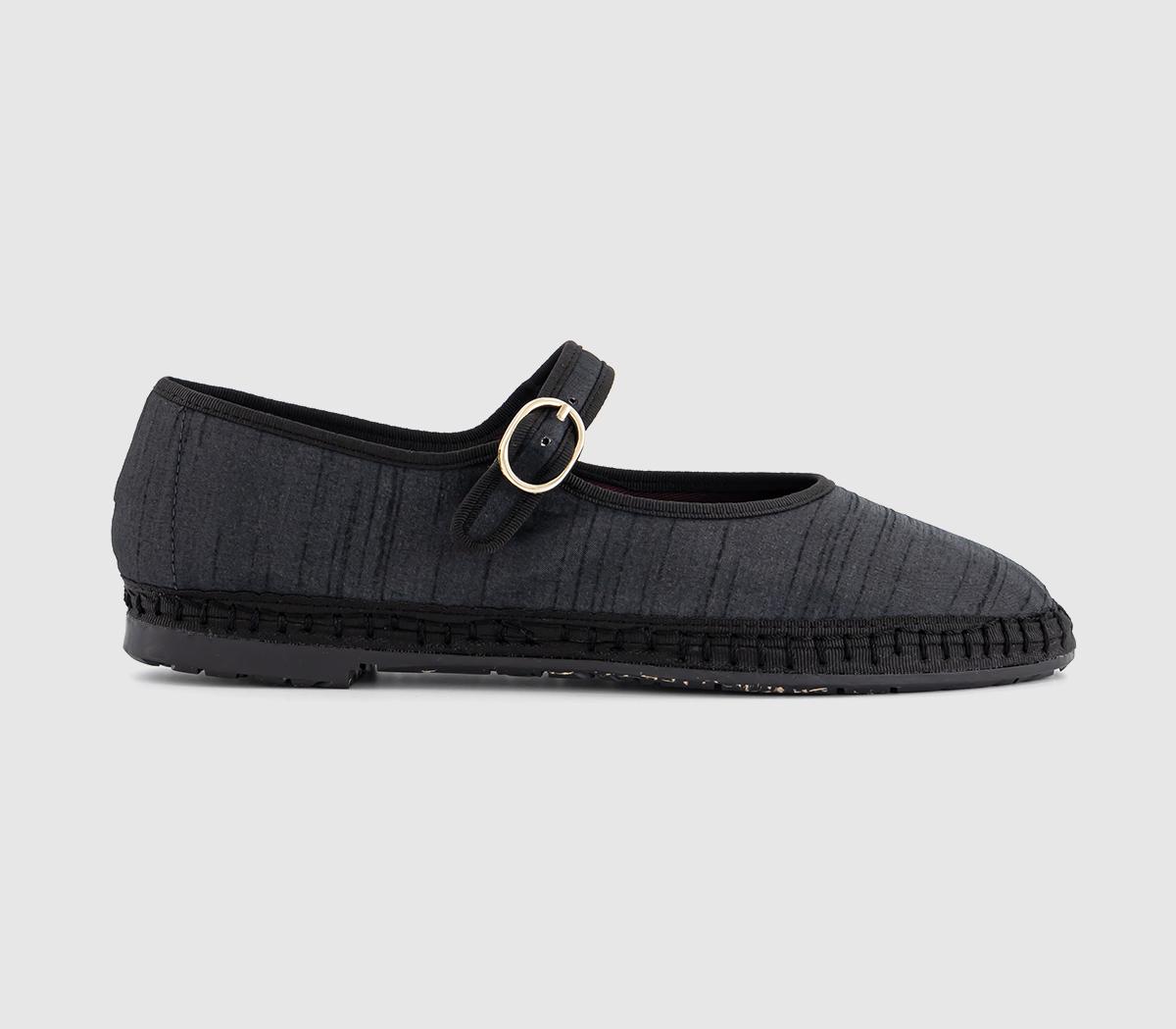 FlabelusMary Jane Silk Shoes FlabelusMary Jane Silk ShoesBlack Silk