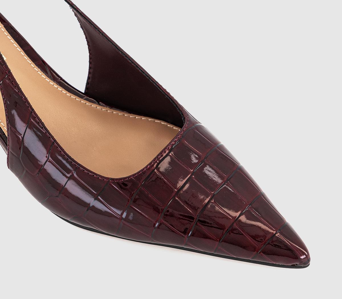 OFFICEMorgan Croc Slingback Kitten Heels OFFICEMorgan Croc Slingback Kitten HeelsBurgundy Croc Patent
