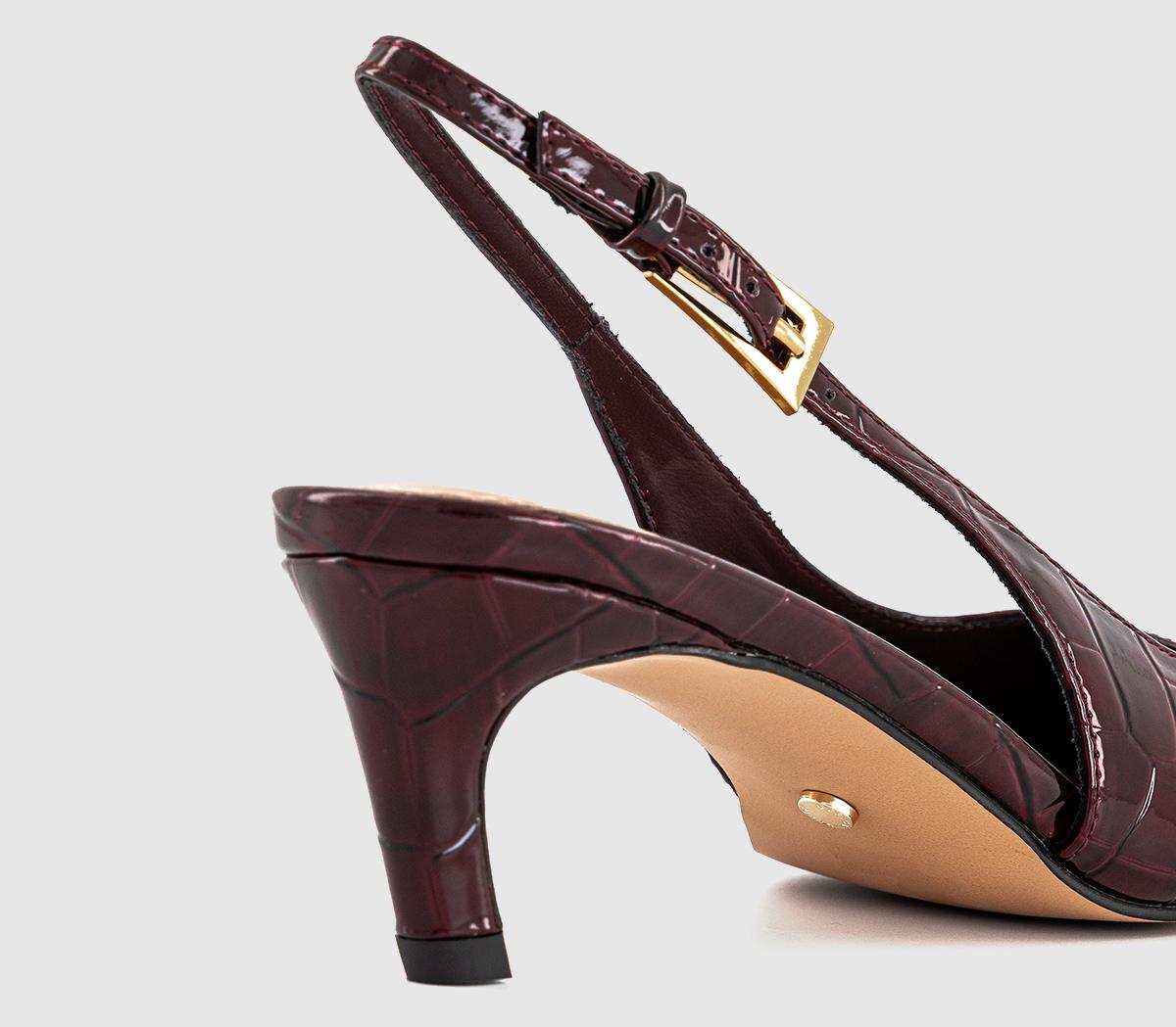 OFFICEMorgan Croc Slingback Kitten Heels OFFICEMorgan Croc Slingback Kitten HeelsBurgundy Croc Patent