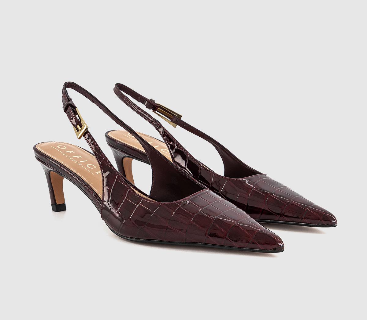OFFICEMorgan Croc Slingback Kitten Heels OFFICEMorgan Croc Slingback Kitten HeelsBurgundy Croc Patent
