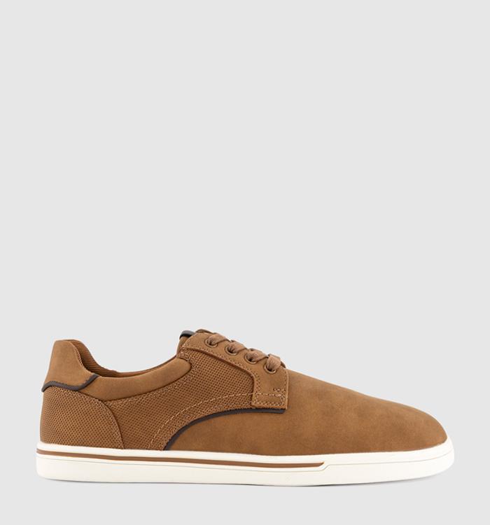 OFFICE Caleb Perf Detail Lace Up Trainers Tan