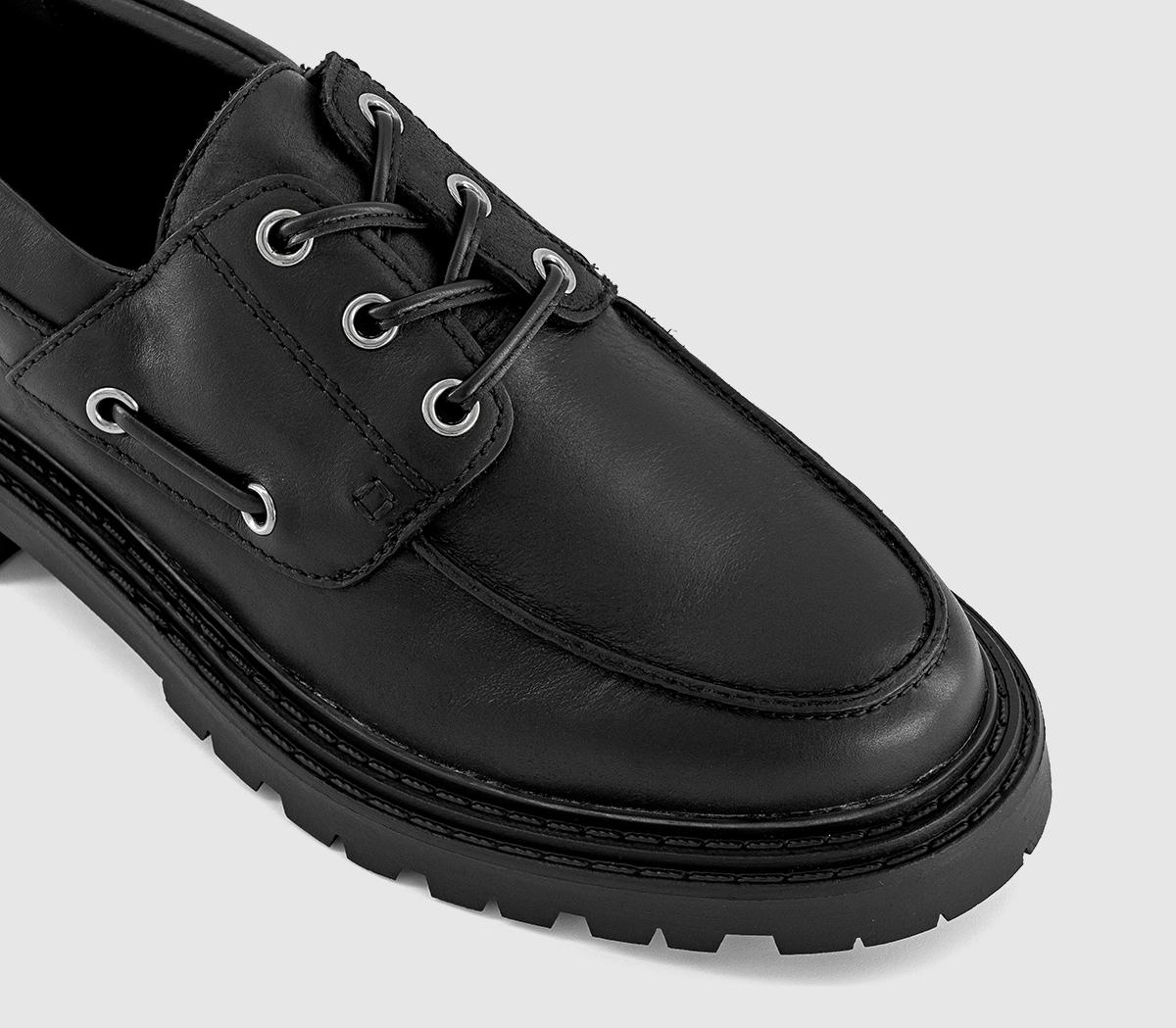 OFFICEFlare Lace Up Chunky Boat Shoes OFFICEFlare Lace Up Chunky Boat ShoesBlack Leather